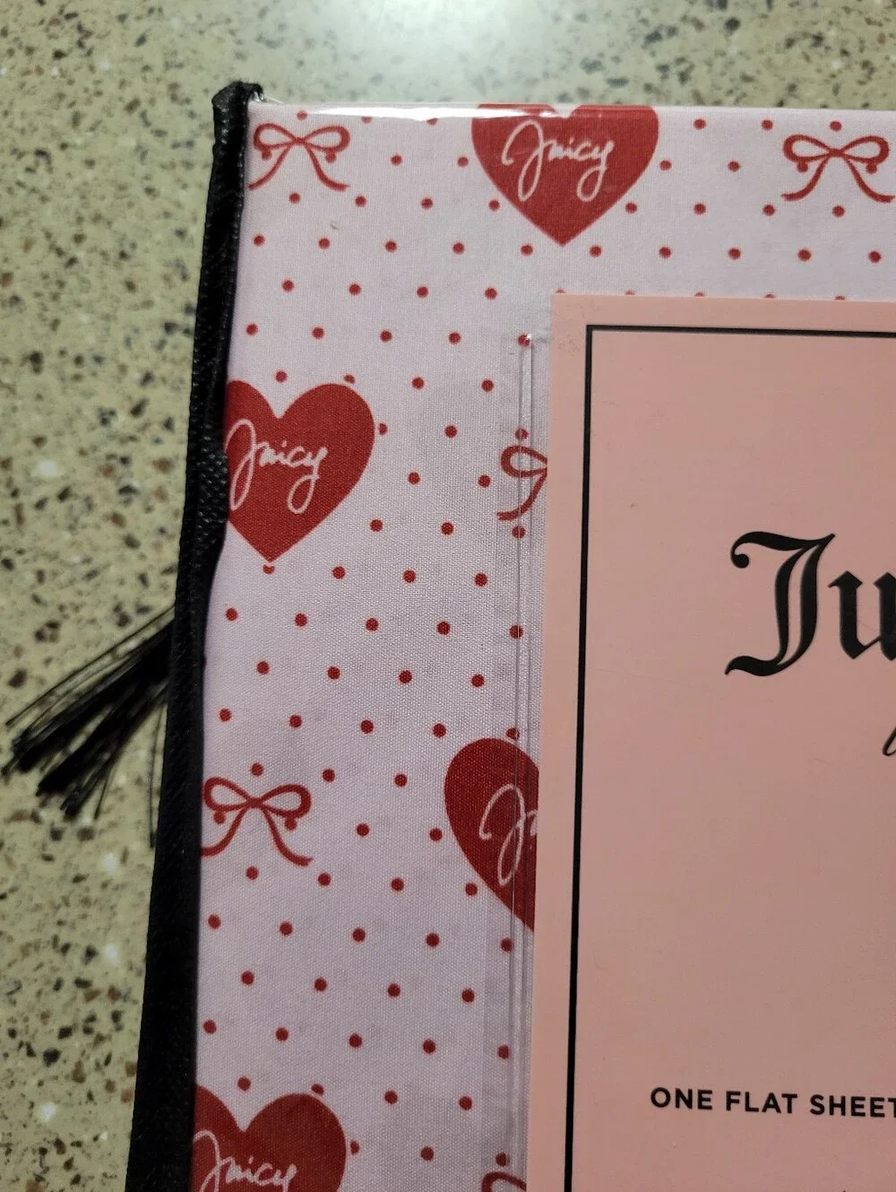 Juicy Couture 4-Pc Twin Size Bedsheet Set Hearts Juicy Spellout Bows Polka Dots